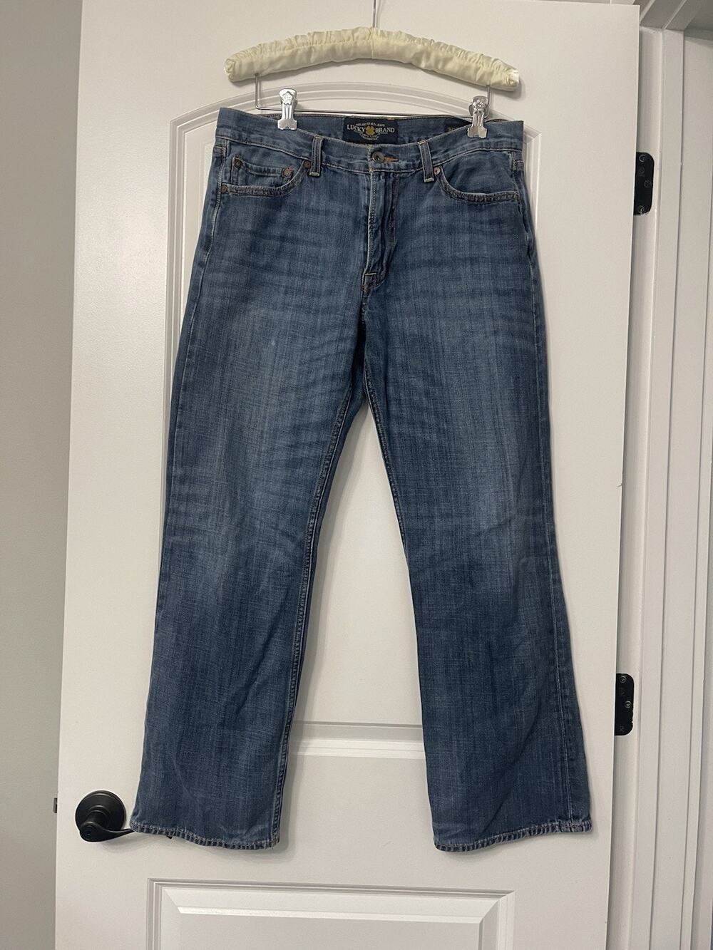 Y2k LUCKY BRAND 361 Vintage Straight Jeans Mens 32x30 100% Cotton WHISKERING